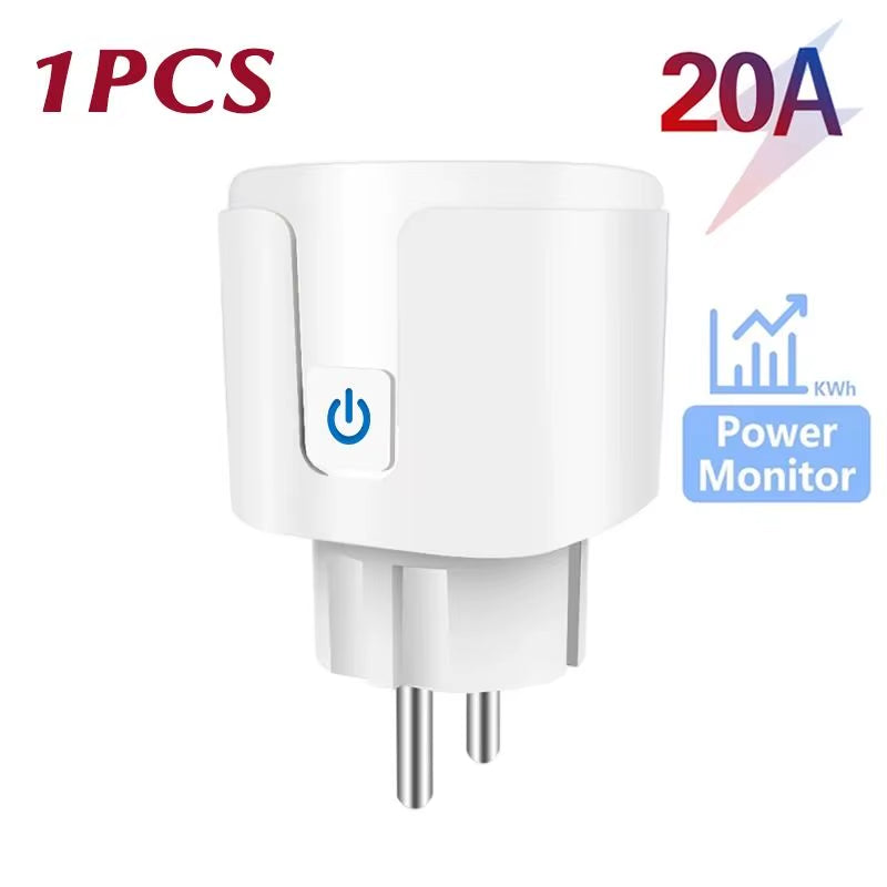 Tuya Smart Socket EU16A/20A Wifi Smart Plug with Power Monitoring Smart Life APP Remote Control Support Google Assistant Alexa
