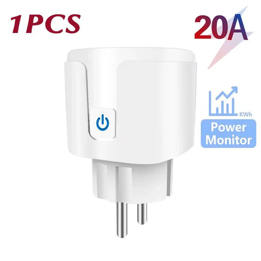 Tuya Smart Socket EU16A/20A Wifi Smart Plug with Power Monitoring Smart Life APP Remote Control Support Google Assistant Alexa
