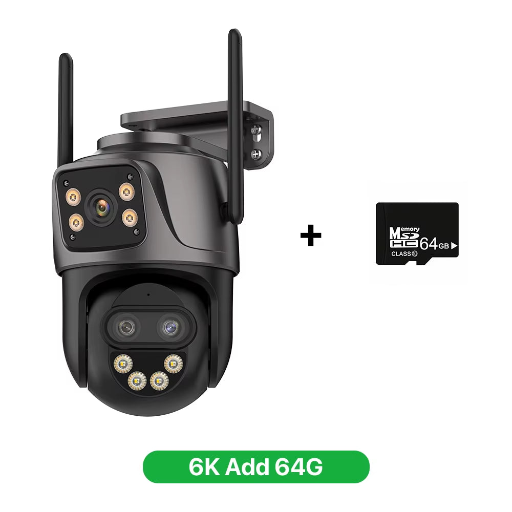 6K 9MP HD IP Camera Outdoor Three-Lens External Wifi Camera 4K 8MP Dual Screen Security PTZ Cam Auto Tracking Surveillance Icsee