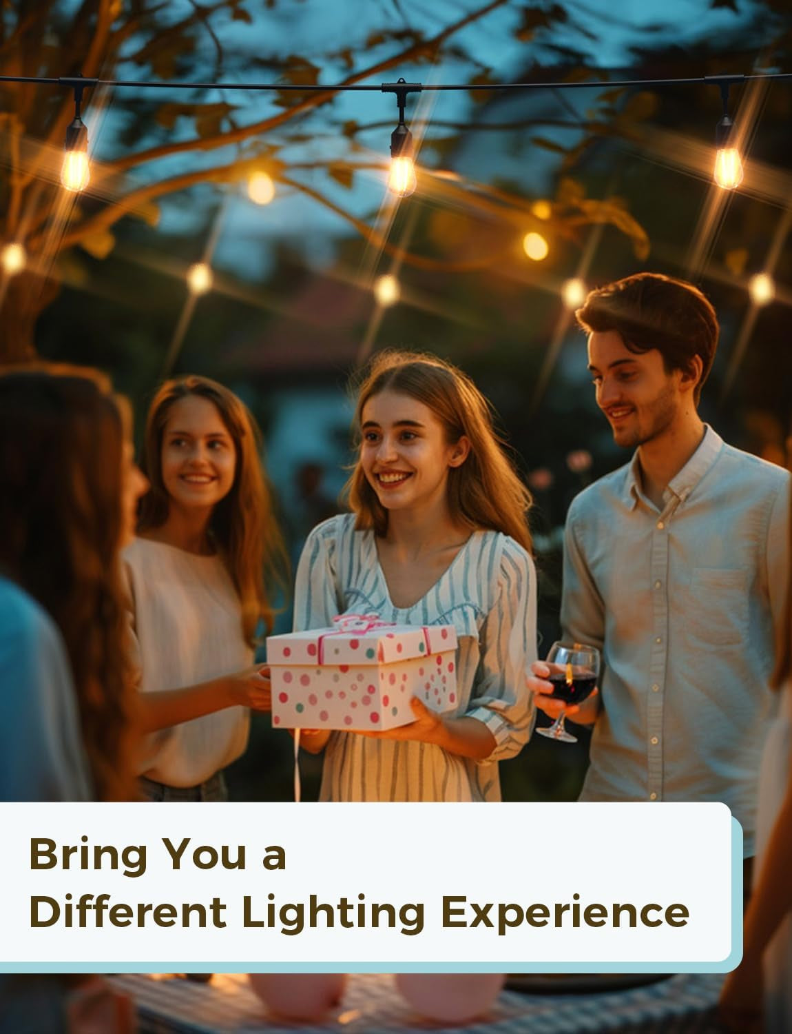 Outdoor String Lights, 98Ft Smart LED Patio Lights, Wifi Control, Compatible with Alexa, Waterproof Dimmable Edison String Lights for Outside, Porch