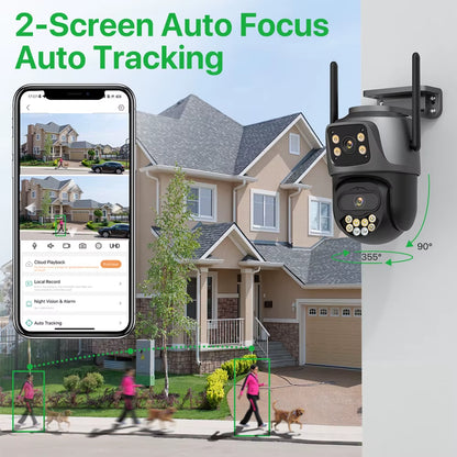 6K 9MP HD IP Camera Outdoor Three-Lens External Wifi Camera 4K 8MP Dual Screen Security PTZ Cam Auto Tracking Surveillance Icsee