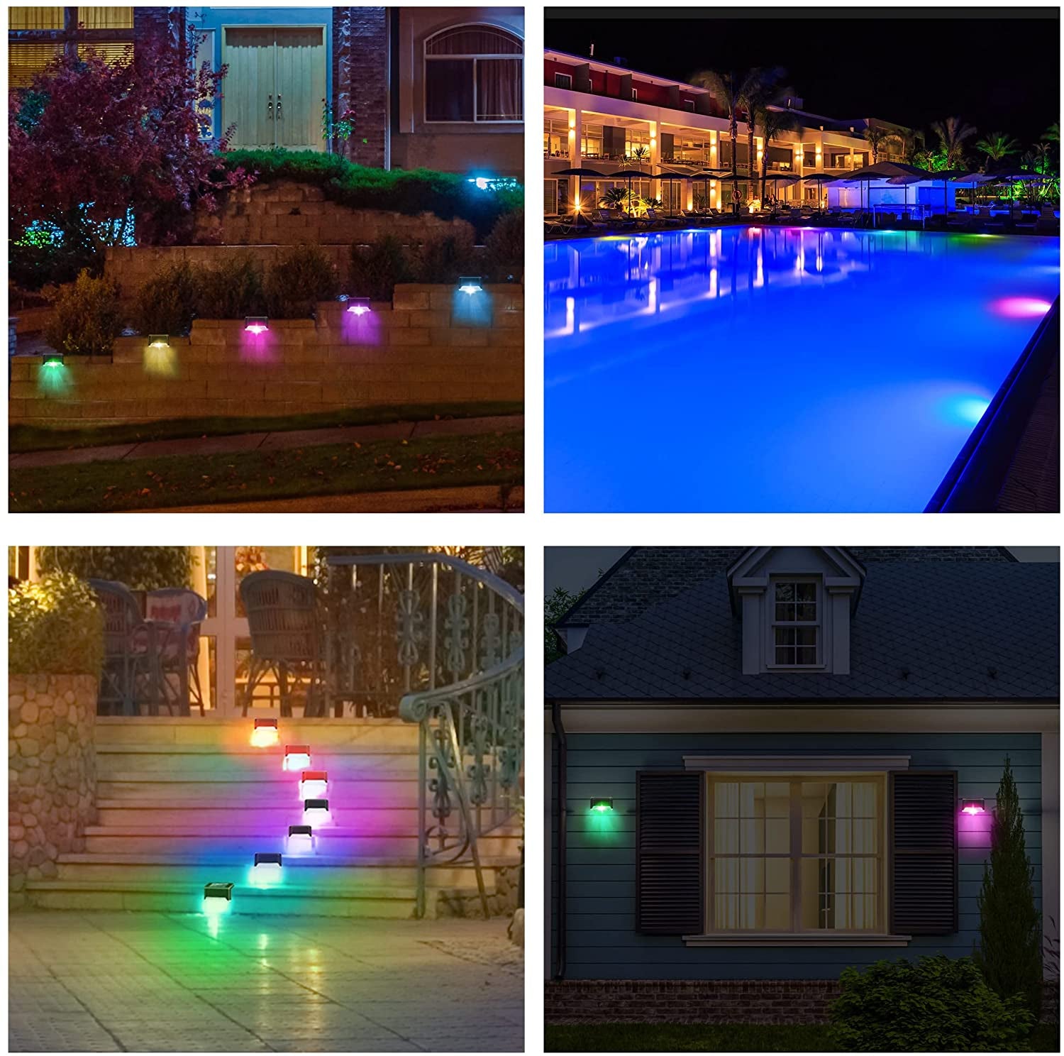 Solar Pool Side Lights 4-Pack, Color Changing Waterproof Light up Swimming Pool