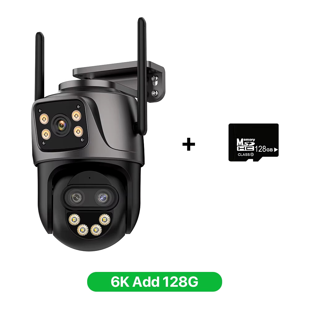 6K 9MP HD IP Camera Outdoor Three-Lens External Wifi Camera 4K 8MP Dual Screen Security PTZ Cam Auto Tracking Surveillance Icsee
