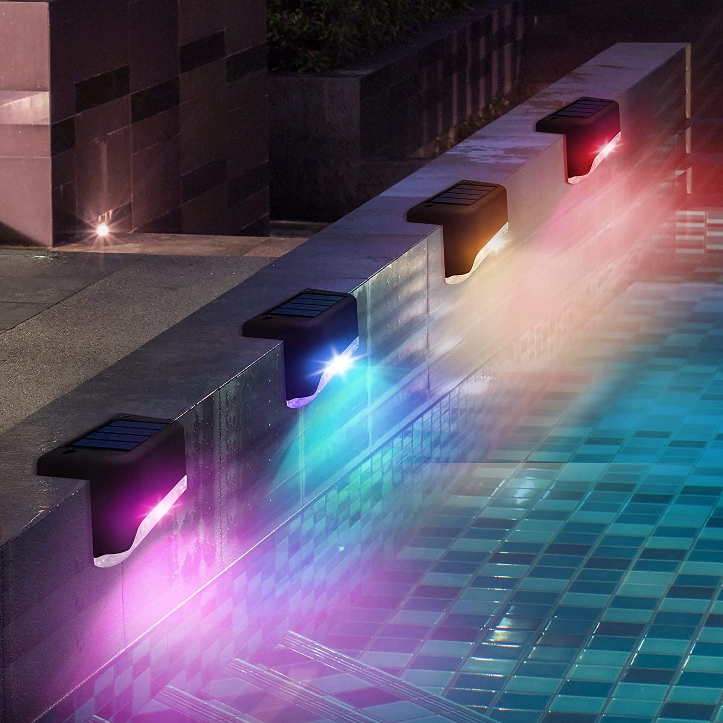 Solar Pool Side Lights 4-Pack, Color Changing Waterproof Light up Swimming Pool