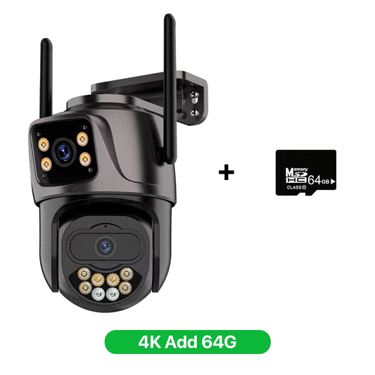 6K 9MP HD IP Camera Outdoor Three-Lens External Wifi Camera 4K 8MP Dual Screen Security PTZ Cam Auto Tracking Surveillance Icsee